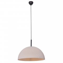 Lampa wisząca Isluna beżowa – ryflowany klosz półkula E27