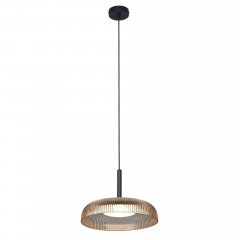 Lampa wisząca SOLVIA czarna – LED 10W, żebrowany klosz