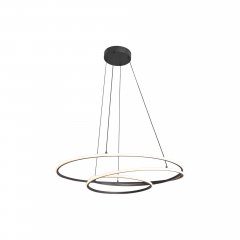 Lampa wisząca LED ZEPHYRA Czarny – trzy ringi, zintegrowane LED 35W