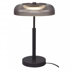 Lampa stołowa SOLVIA Czarny / Szary – zintegrowane LED 10W, ryflowane szkło