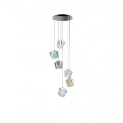 Lampa wisząca COLORE Wielokolorowa – 6 szklanych kostek LED
