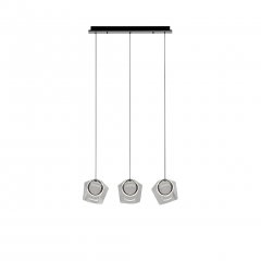 Lampa wisząca COLORE na 3 punkty LED – czarna z szklanymi kloszami