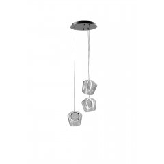 Lampa wisząca COLORE czarna – 3 szklane klosze LED, regulacja wysokości