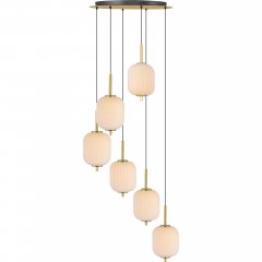 Lampa wisząca Akari złota – 6 kloszów, LED 34W, ściemnialna