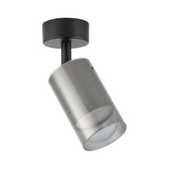 Lampa sufitowa spot REN czarna – obrotowy klosz z dymionego szkła