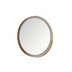 Lustro łazienkowe okrągłe LED Zuma Line LUSTRO 3123-2 – drewniana rama 80 cm, ściemniacz