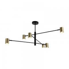 Lampa sufitowa Pedro czarno-złota – 6 cylindrycznych kloszów GU10