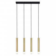 Lampa wisząca VELIC złoto-czarna – 4 tuby na 4 żarówki G9