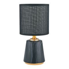 Lampka nocna stołowa czarno-złota – ceramiczna podstawa z abażurem