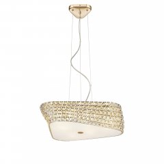 Lampa wisząca Babylon Złota – kryształ, 6 źródeł G9, ściemnialna